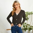 thumbnail image 3 of Yesfashion Women's Cropped Sweater Cardigan Long Sleeve V-neck Sweater Rib Open Front Shrugs, 3 of 5