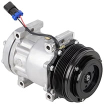 AC Compressor & 125mm 6 Groove A/C Clutch Replaces Sanden SD7H15 4492 w/ 12v Coil & 2-Wire Clutch Switch - BuyAutoParts
