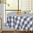 thumbnail image 2 of GlowSol Buffalo Plaid Table Cloth 70 inches Round Tablecloth Wrinkle Resistant Washable Farmhouse Table Covers for Dining Room Party, Gray White, 2 of 7