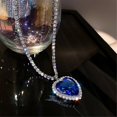 thumbnail image 5 of Collar de cristal de corazón azul colgante de mujer cadena larga joyería de personalidad, 5 of 5