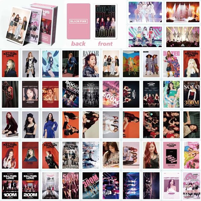 JISOO JENNIE LISA ROSE-Juego de tarjetas de fotos de álbum Kpop, color negro y rosa, colección de Fans, regalo, 55 Unidades