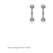 BODYJEWELRYONLINE Pair of Curved Barbell 16G Eyebrow Ring with Press-fit Clear CZ Gems