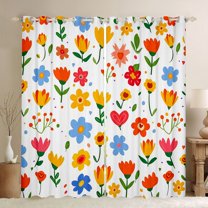 Feelyou Kawaii Flower Floral Curtains Pack of 2 (42x84 Each), Cartoon Cherry Blossoms Curtains Blackout, Fairy Tale Princess Bedroom Curtains, Living Room Curtains Decor