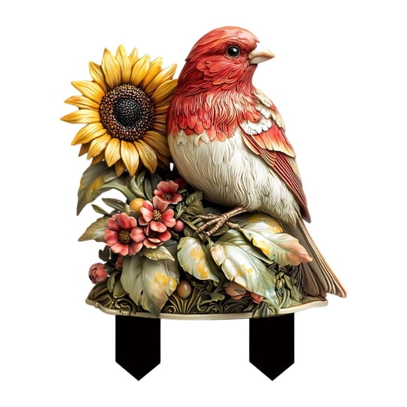 2D Red Bird Decorative Garden Stake Planta Decoración de Decoración de arte del patio para el patio Catal de flores Backyard al aire libre