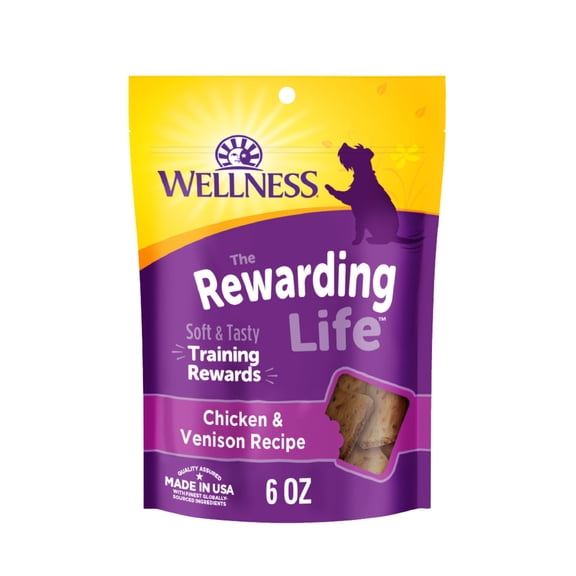Wellness Rewarding Life Dog Treats, Natural, Training Treat, Grain Free, Soft Chicken & Venison (6 Ounce bag)