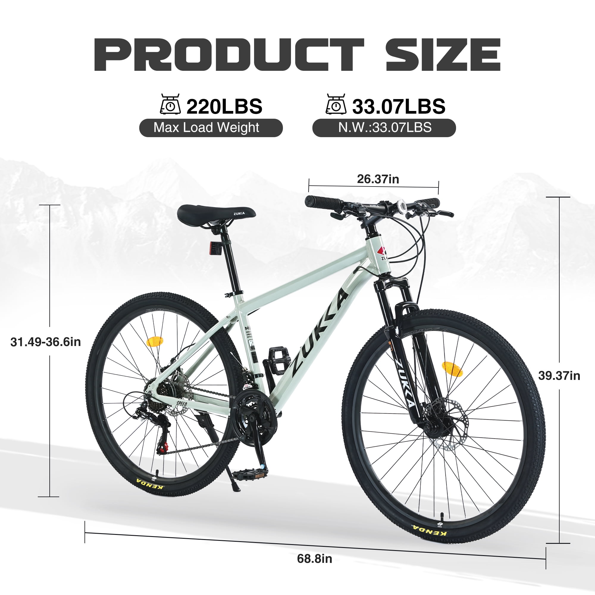 Aukfa 27.5" Aluminum Mountain Bike, 21-Speed MTB with Dual Disc Brakes & Suspension for Men & Women,Green