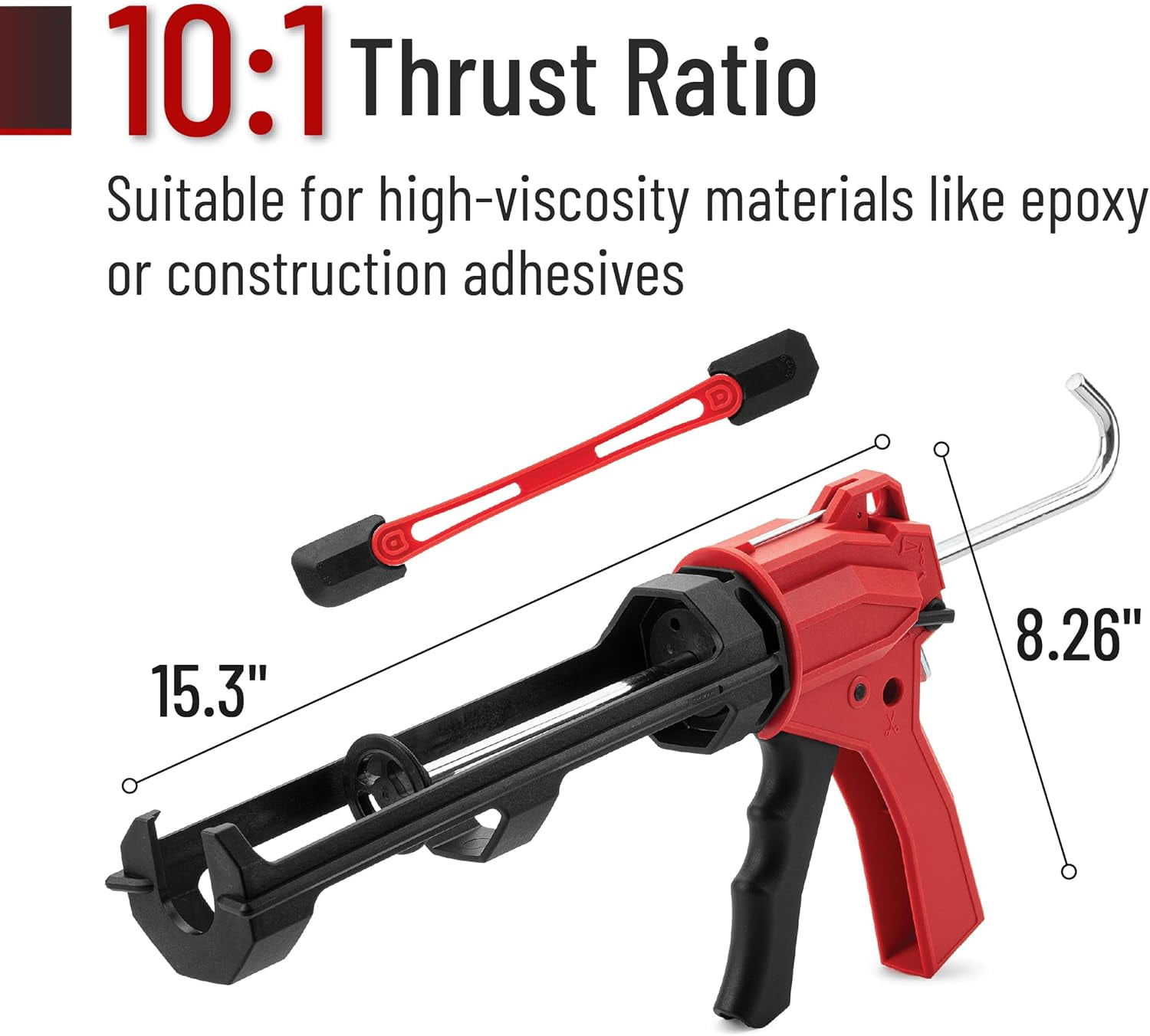 Bates- Caulking Gun, 10:1 Thrust Ratio, Red, Caulking Tool Gun Caulk Gun No Drip - View #10