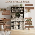 thumbnail image 4 of EastVita 72" Farmhouse Bar Cabinet with Sliding Barn Door, Tall Kitchen Buffet Rustic Coffee Wine Bar Sideboard Gray, 4 of 7