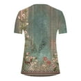 thumbnail image 3 of DDAPJ pyju Womens Floral Print Tunic Tops Short Sleeve Hide Belly Shirt Dressy Casual Henley Blouse Loose Flowy Pleated Tunics Army Green XL, 3 of 5