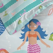 Dream Factory Mermaid Dreams Twin 5 Piece Comforter Set, Bed-in-a-Bag, Poly, Microfiber, Light Blue, Female, Child