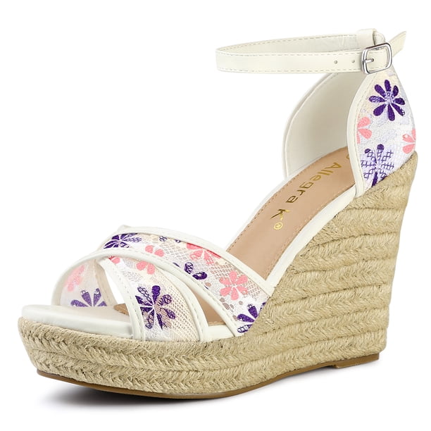 Sandalias De Cuña Correa De Tobillo Tacón De Cuña Alpargata Para Mujer Púrpura 35.5