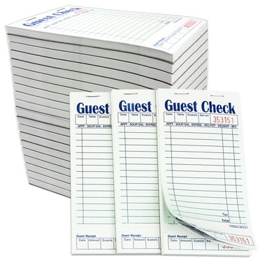 [250 Sheets] 3 Part Carbonless Guest Check Pads - Tan and White ...
