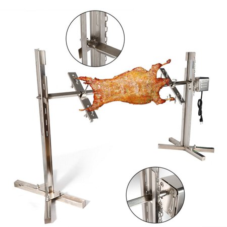Loyalheartdy 15W Large Electric BBQ Rotisserie Grill Kit Stainless Steel Outdoor Camping Picnic Roaster Grill Stand