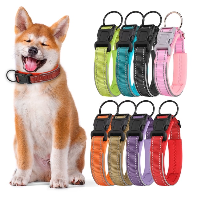 Fairnull Reflective Pet Collar with Safety Buckle,Anti-Pull, Bite-Resistant, Breathable - Essential Dog Neck Strap for Safety