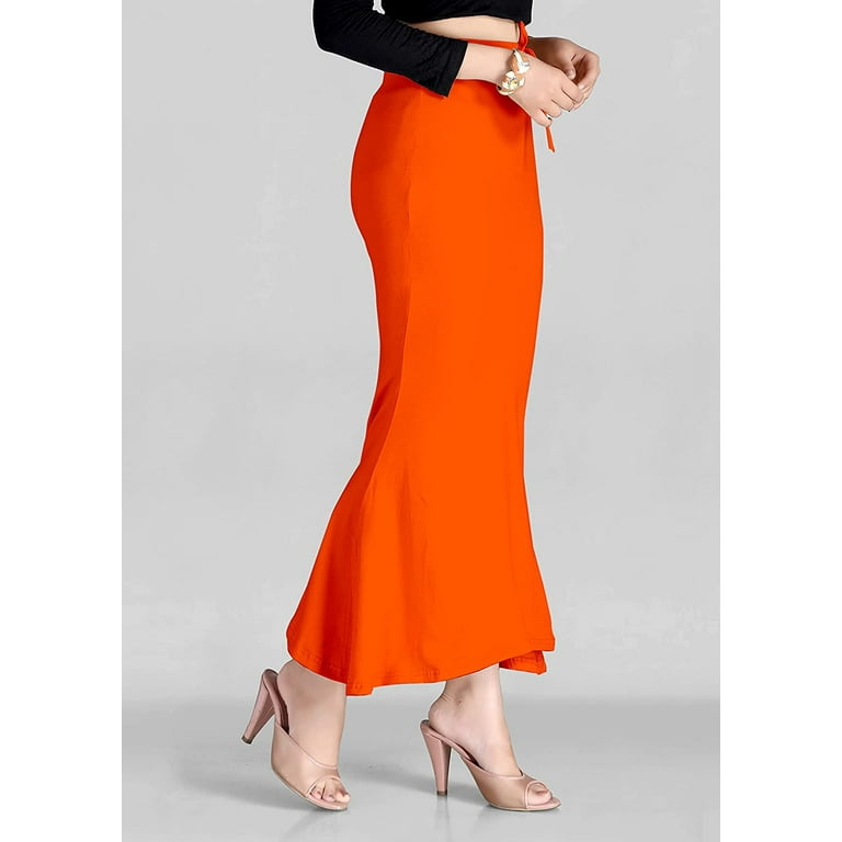 eloria Orange Cotton Blended Shape Wear for Saree Petticoat Skirts