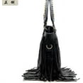 thumbnail image 5 of Women Tassel Fringe Shoulder bag Big Tote Messenger Handbag Hobo Cross Body Bag (Black), 5 of 6