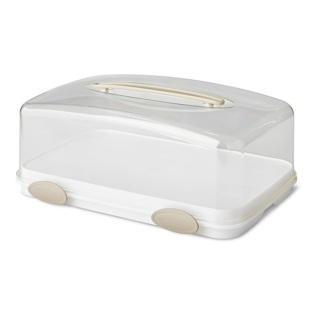 Better Homes & Gardens Rectangular Cake Carrier with Clear Cover, 16" x