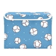 thumbnail image 7 of Yayeee Collapsible Cube Storage Bin with Lid Fabric Closet Decorative Basket with Handles, Baseballs Pattern, 7 of 7