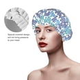 thumbnail image 4 of YFYANG Women's Double Waterproof Shower Cap, Blue Wavy Lines Reusable Hair Cap for All Hair Styles and Head Sizes, 4 of 9