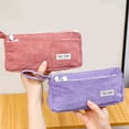 thumbnail image 5 of Light Weight Corduroy Pen Case Double Layered Pen Pouches with 2 Compartment Pencil Case Travel Cosmetic Storage Bag, 5 of 8