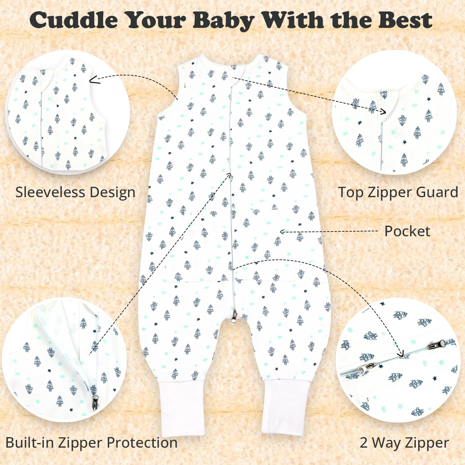 Baby Sleep Sack 3T-4T Months, 0.5 TOG Sleep Sack Baby Wearable Blanket, Toddler Baby Sleep Sack with Feet, Sleeveless Breathable Sleep Sacks for Baby Girls, Galaxy