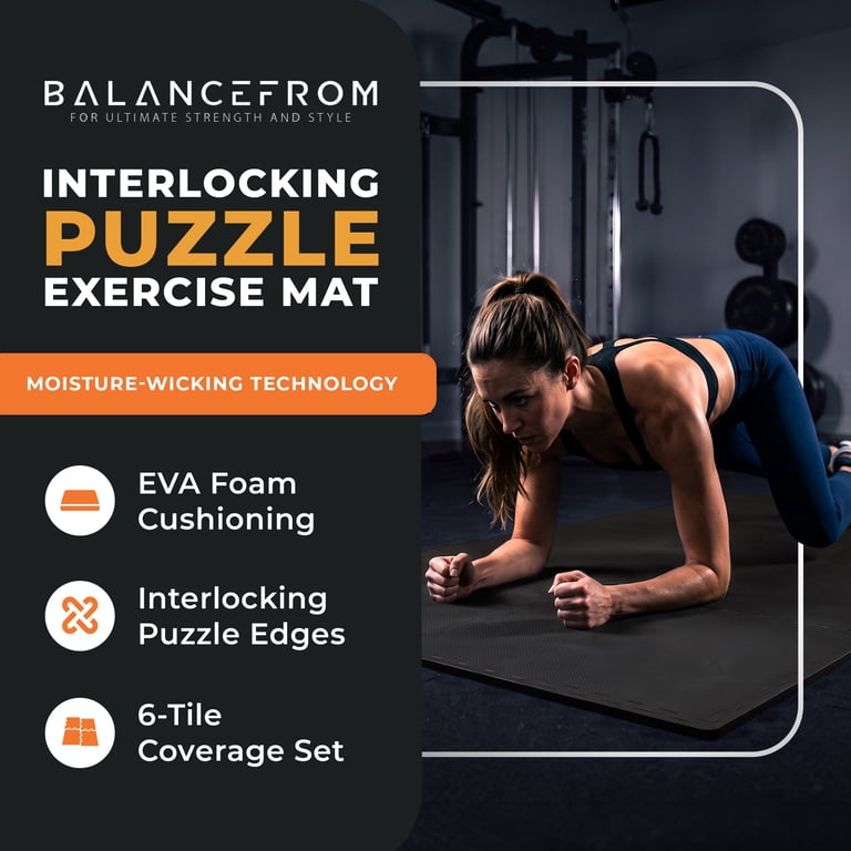BalanceFrom, Exercise Floor Mats, 1/2 inch Thick, Black - Walmart.com