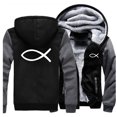thumbnail image 5 of Sudadera gruesa de invierno 2024 para hombre, sudadera con capucha cristiana con diseño de pez Jesús, chaqueta con cremallera de marca, abrigo grueso de forro polar cálido, ropa de calle informal, 5 of 5