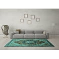 thumbnail image 3 of Ahgly Company Indoor Square Oriental Turquoise Blue Industrial Area Rugs, 7' Square, 3 of 4