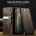 thumbnail image 6 of CaseMe Calf Leather Lining Microfibre Wallet Case For iPhone 16e 6.1-inch with RFID Blocking,Magnetic Closure,Card Slots,Cash Slot,Kickstand,Shockproof Flip Folio Protective Phone Case,Brown, 6 of 10
