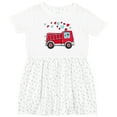 thumbnail image 3 of Inktastic Valentine Fire Truck with Cute Dalmatian and Hearts Girls Toddler Dress, 3 of 5