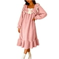thumbnail image 6 of Gfyviroh Long Flannel Nightgowns for Women Ruffled Hem Square Neck Nightdress Cozy Long Sleeve Cute Sleepwear Nightshirts, 6 of 6
