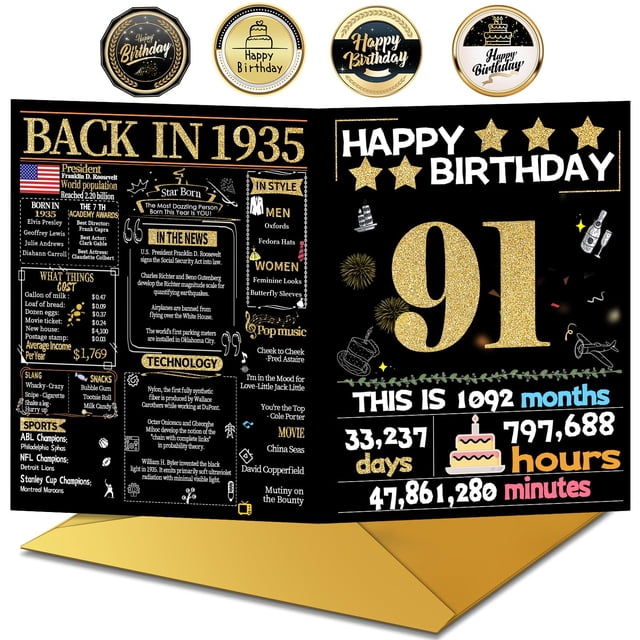 Tarjeta de cumpleaños Joycard 91 con sobre para mujeres y hombres