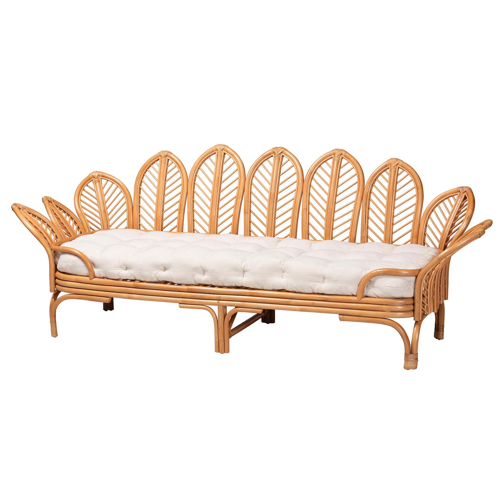 Bali & Pari Loften Open Work Frame Boho Twin Size Daybed Light Honey