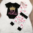 thumbnail image 6 of Newborn Baby Girls Clothes Crown Print Short Sleeve Tops Rompers Bodysuit+Pants 3pcs Outfits Set, 6 of 9