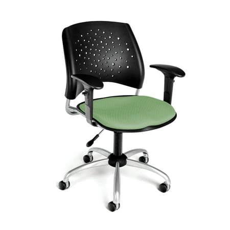 Ergonomic Sage - Ofminc Office Furniture Starmoon Series Height Adjustable Armless Swivel Sage Green Triple-Curve Fabric Seat Chair With Arms