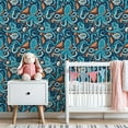 thumbnail image 3 of Paisley Peel and Stick Wallpaper 23.6in x 9.8ft Abstract Ocean Design Octopus Marine Life Blue Orange Contact Paper Vinyl Waterproof Self Adhesive Wall Paper for Bedroom Shelf Cabinet Renter Friendly, 3 of 8