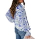 thumbnail image 4 of Blusa de mujer con manga farol y botones, estampado floral, corte holgado, informal, Top de manga larga para citas, viajes, azul S, 4 of 6