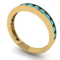 thumbnail image 2 of 0.39 ctw Wedding Band for Women - 14K Yellow Gold Simulated Turquoise Stackable Eternity Ring, 2 of 6