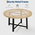thumbnail image 4 of Qinaqin 47 inch round industrial dining table para 4. Boasts a sturdy metal frame y rustic wood finish. Perfect rooms kitchens living rooms, 4 of 7