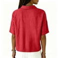 thumbnail image 7 of Cotton Linen Tops for Women Short Sleeve Collared Blouses Shirt Loose Fit 1/2 Button Summer Vacation Travel Daily Wear, XL, 7 of 7