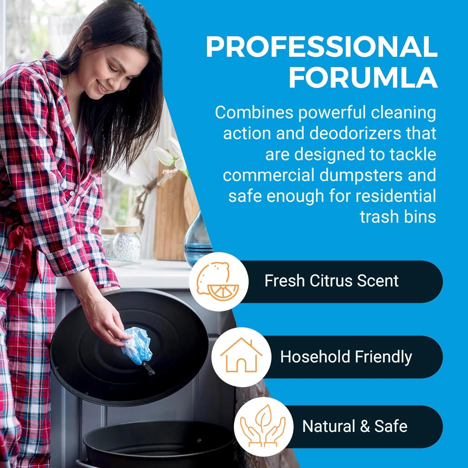 Kinzua Environmental Sharpshooter Heavy-Duty Trash Can Degreaser, Citrus Scent, 1 Gal - Odor Eliminator for Kitchens & Garbage Cans