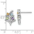 thumbnail image 4 of Sterling Silver Rhodium-Plated Rainbow Multi-Gemstone Post Earrings (Width 9.85) (Length 13.67) - Jbsp, 4 of 5