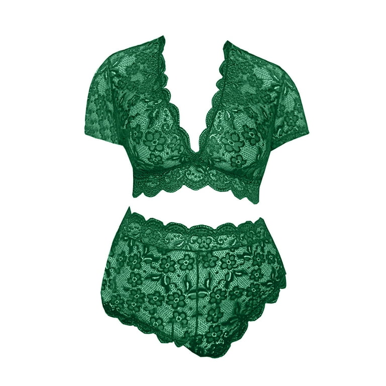 Sexy Bra Set With Green Thin Belt Slim Underwear Transparent Thin Lace  Large Size Small Bra 201028 From 21,18 €