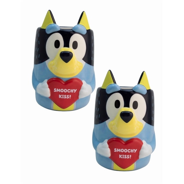 Juego de 2 Tazas Bluey 3D San Valentín 384 ml Cerámica Edición Especial