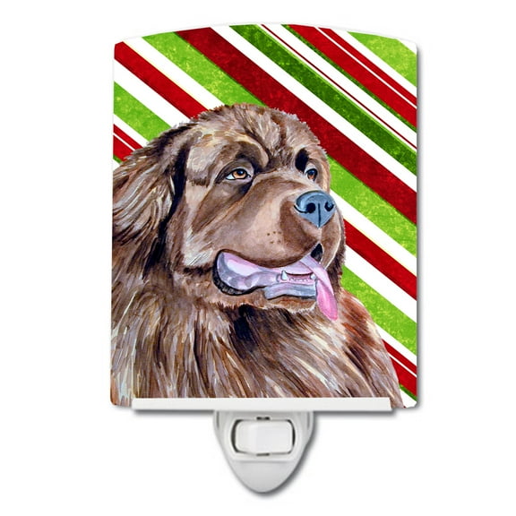 Caroline's Treasures LH9219CNL Newfoundland Candy Cane Holiday Christmas Ceramic Night Light, 6x4x3", multicolor