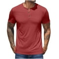 thumbnail image 1 of Besolor Men's Short Sleeve T-Shirt Classic Crew Neck Button Casual Solid Color Summer Basic Tees Shirt, 1 of 4