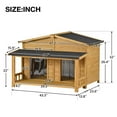 thumbnail image 4 of Pefilos 47" Outdoor Wood Dog House with Porch, 2 Doors, Pet Kennel for Indoor Dogs, Cabin Style Cat Shelter, Beige, 4 of 8