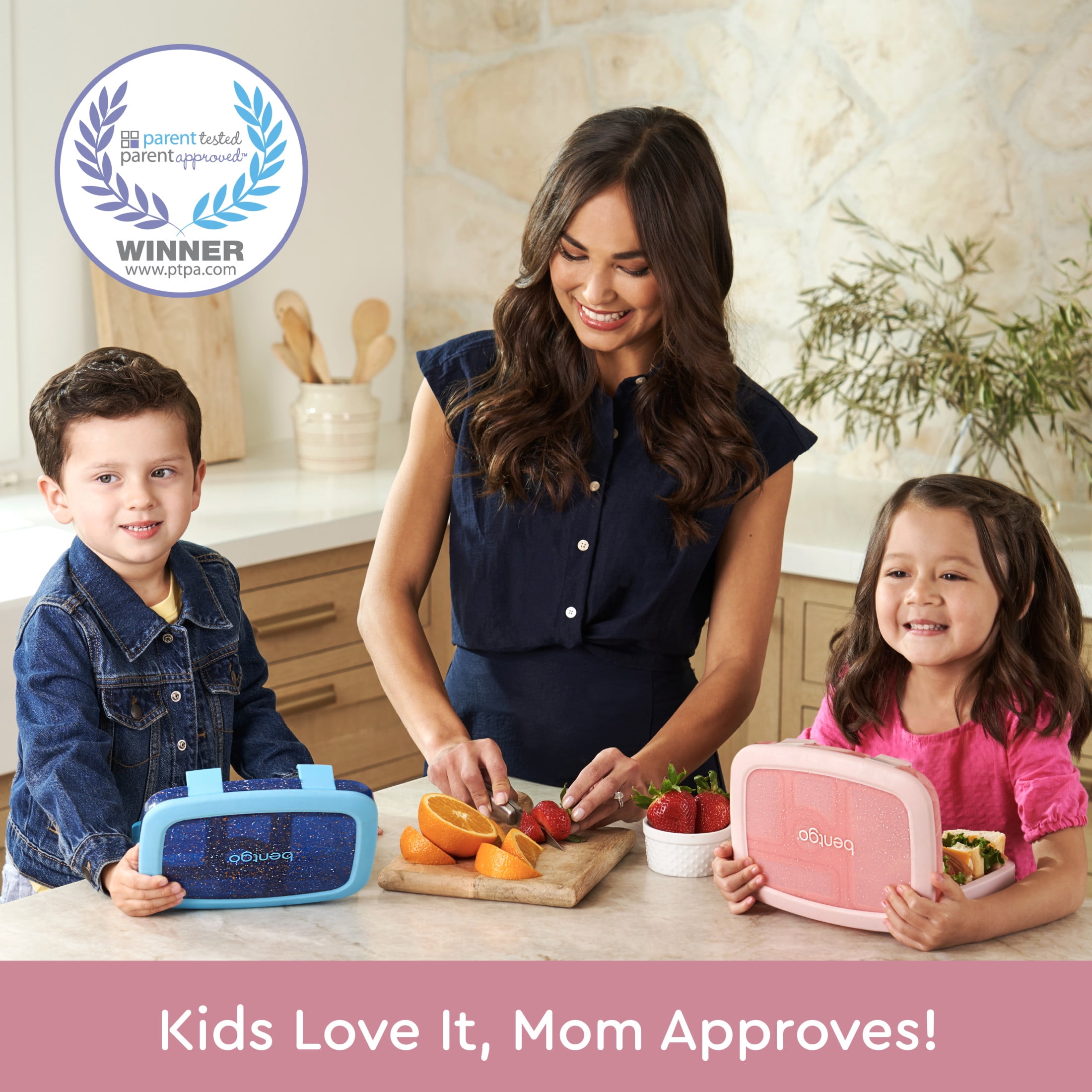 Bentgo Kids 5-Compartment Lunch Box - Glitter Design for School, Ideal for Ages 3-7, Leak-Proof, Drop-Proof, Dishwasher Safe, & Made with BPA-Free Materials (Glitter Edition - Petal Pink)