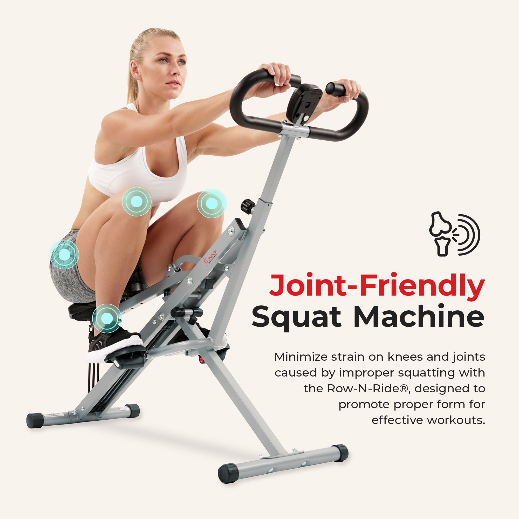 Sunny Health & Fitness Row-N-Ride Rowing Machine, Silver