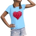 thumbnail image 2 of Chandails Mignons pour Couples Assortis Imprimé Cœur de la Saint-Valentin Léger Mince Décontracté Col Rond Manches Courtes T-Shirt Confortable Confortable Doux Respirant Mari Femme Blouse Tee Bleu Pâle S, 2 of 6